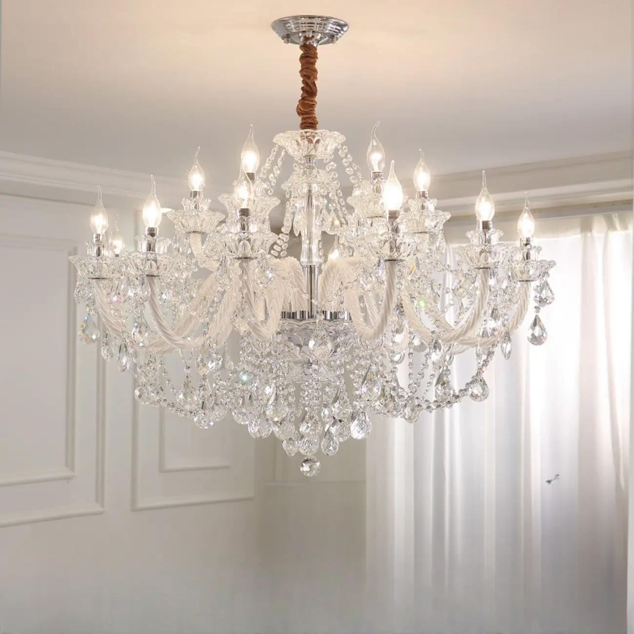 Clear Crystal Glass Beads Classic Elegant Chandelier Image - 15 | homeyfad