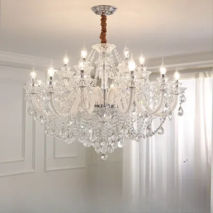 Clear Crystal Glass Beads Classic Elegant Chandelier Image - 15