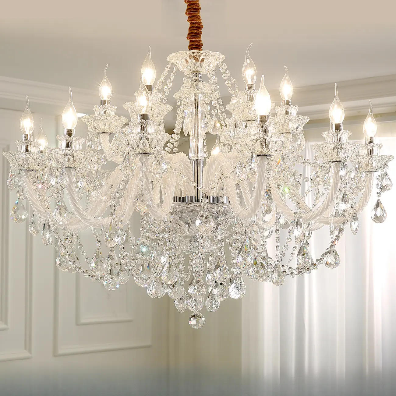 Clear Crystal Glass Beads Classic Elegant Chandelier Image - 16 | homeyfad