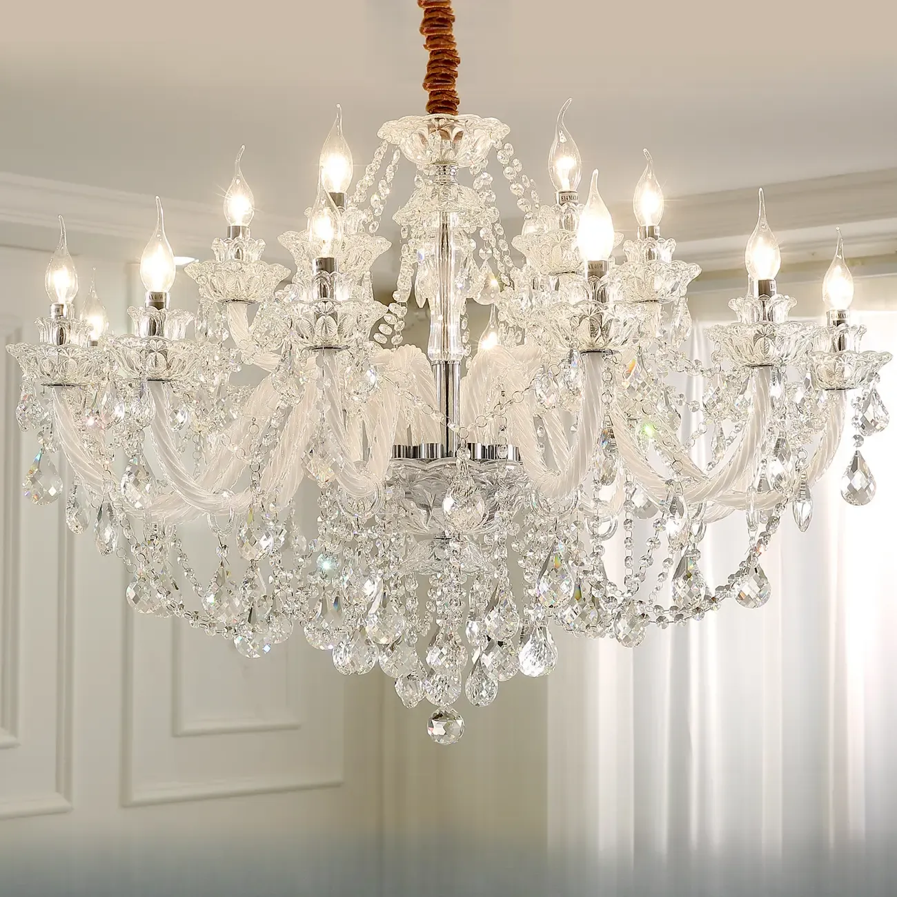 Clear Crystal Glass Beads Classic Elegant Chandelier Image - 16