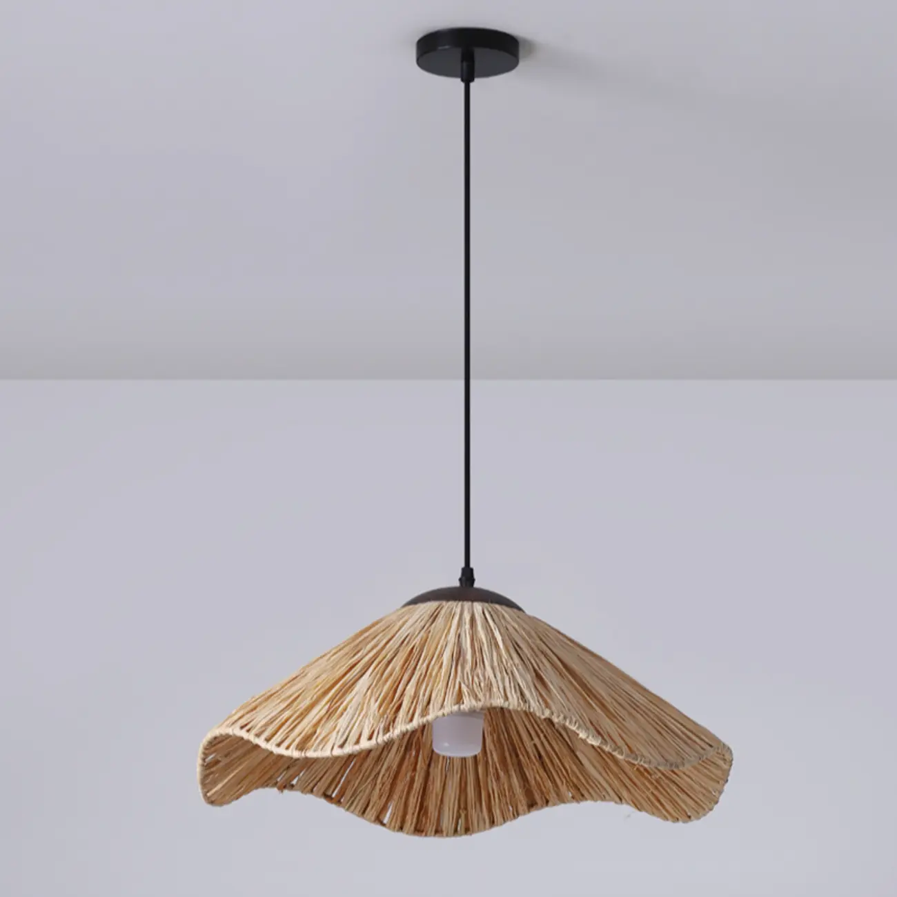 Oriental Brown Rattan Pendant Light for Kitchen Island Hanging Image - 6 | homeyfad