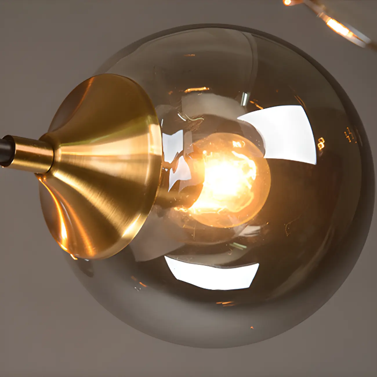 6-Light Smoke Grey Glass Globe Modern Semi Flush Ceiling Light Image - 5 | homeyfad