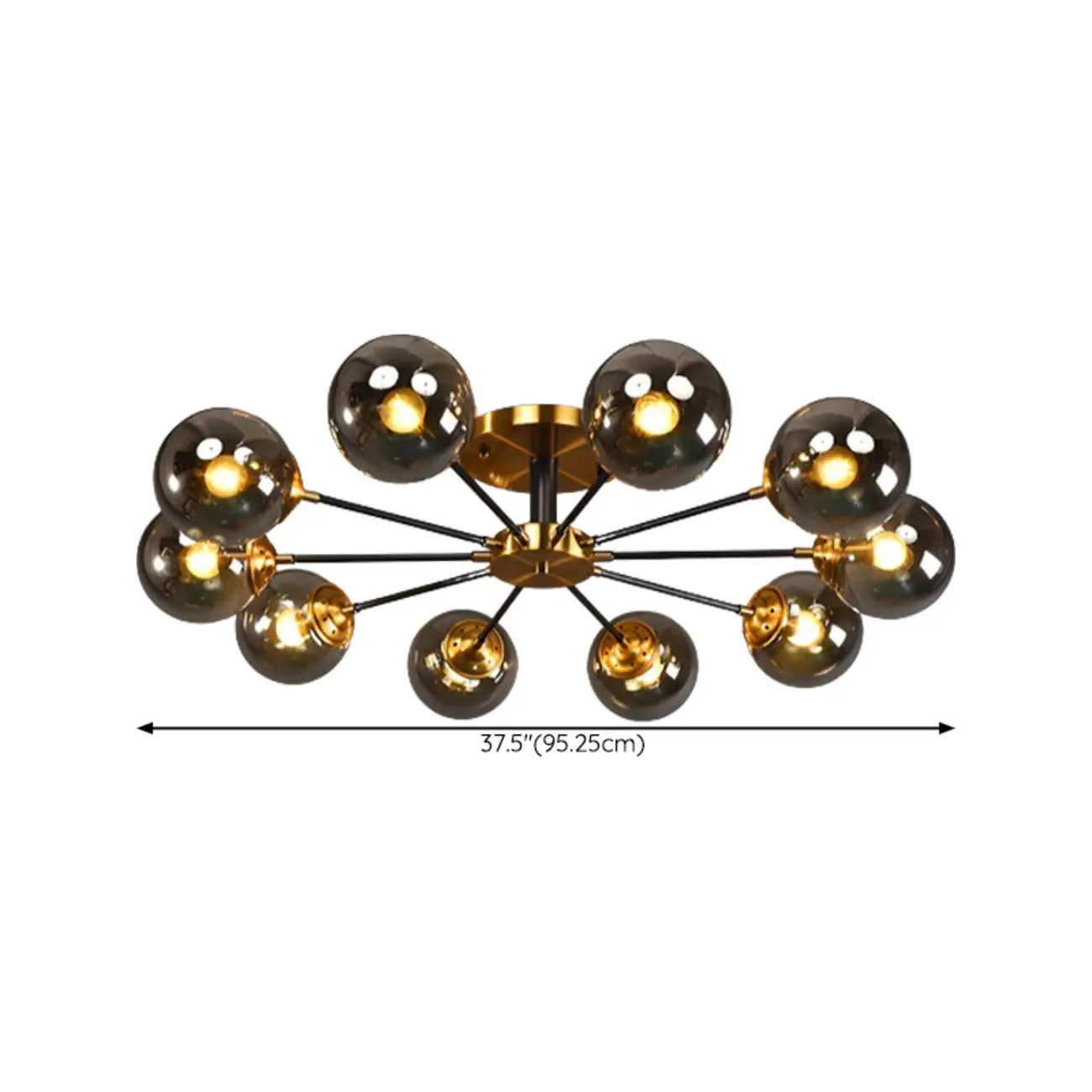 6-Light Smoke Grey Glass Globe Modern Semi Flush Ceiling Light Image - 11 | homeyfad