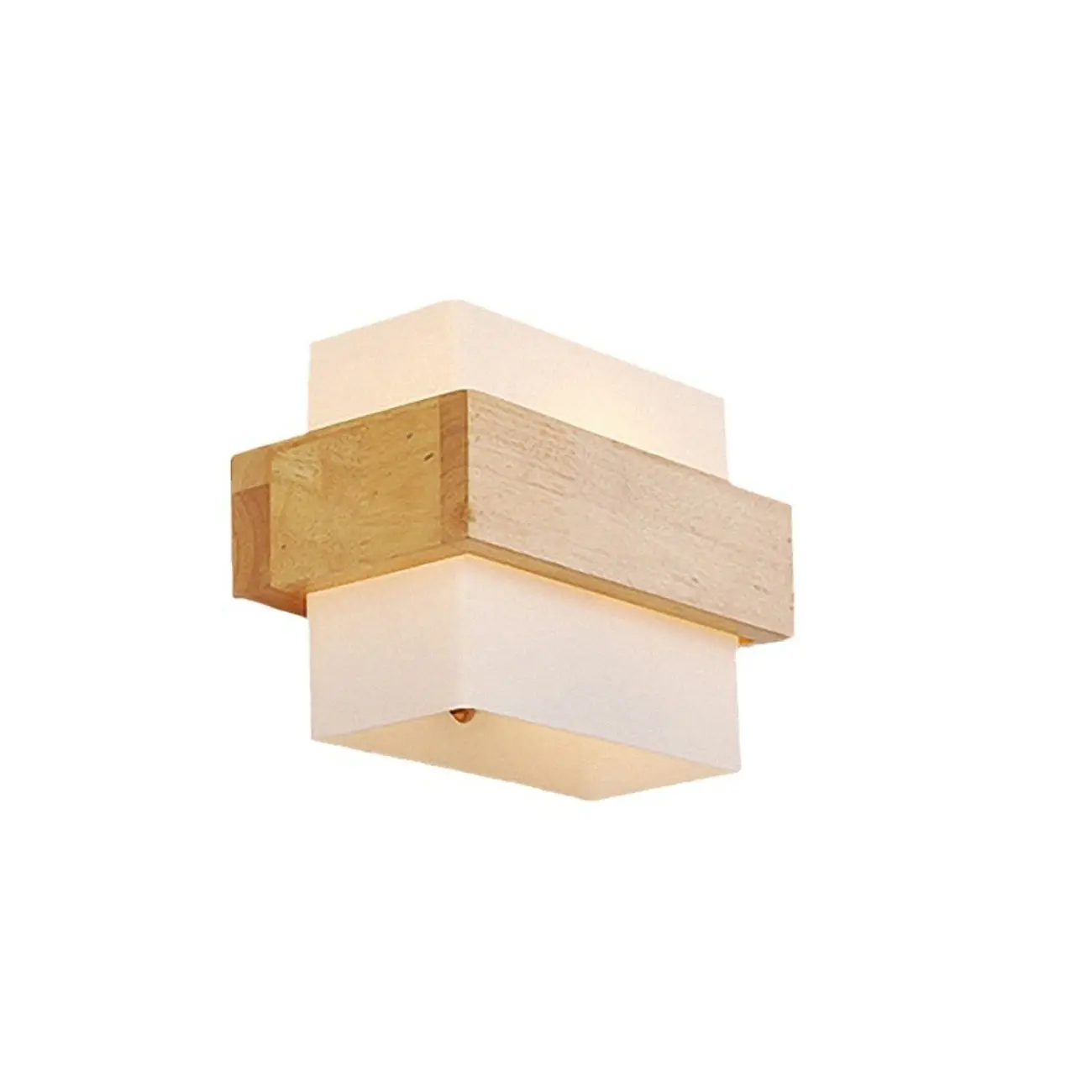 Modern Geometric Wood Wall Light with Milk Glass Shade Image - 8 | homeyfad