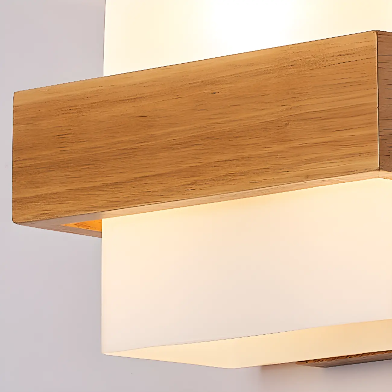 Modern Geometric Wood Wall Light with Milk Glass Shade Image - 12 | homeyfad