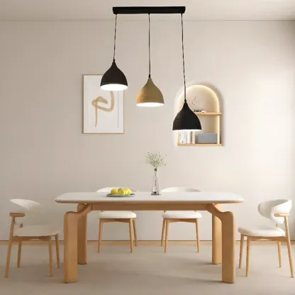 Modern Black Conical Metal Island Pendant Light Image - 2