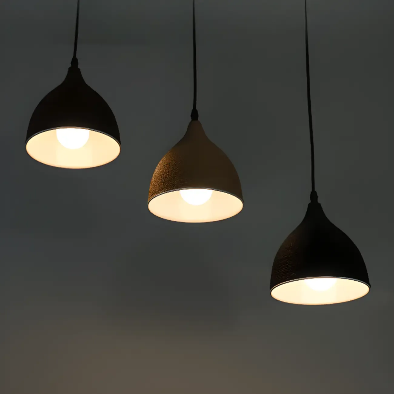 Modern Black Conical Metal Island Pendant Light Image - 6