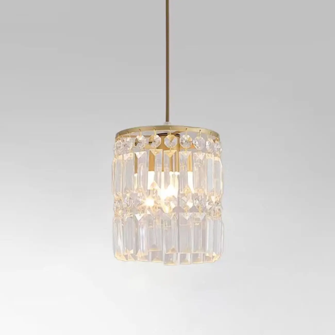 Kitchen Island Modern Crystal Cylinder Pendant Light Image - 7 | homeyfad