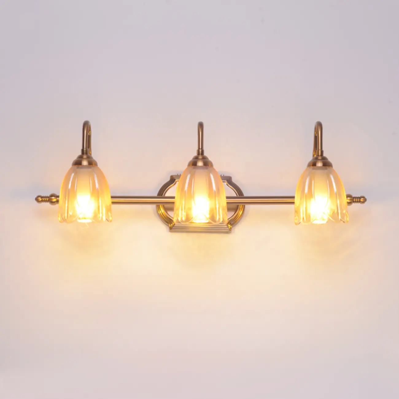 Modern Brass 3-Light Geometric Bathroom Vanity Light | homeyfad
