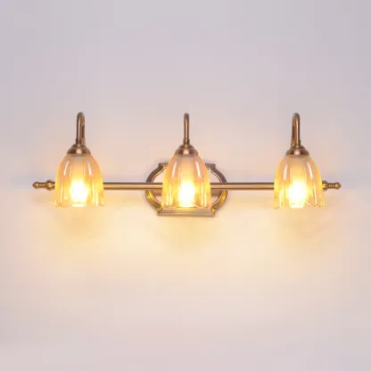 Modern Brass 3-Light Geometric Bathroom Vanity Light