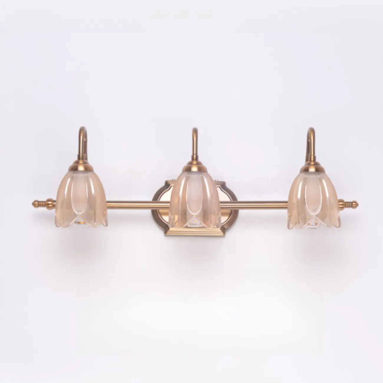 Modern Brass 3-Light Geometric Bathroom Vanity Light | homeyfad