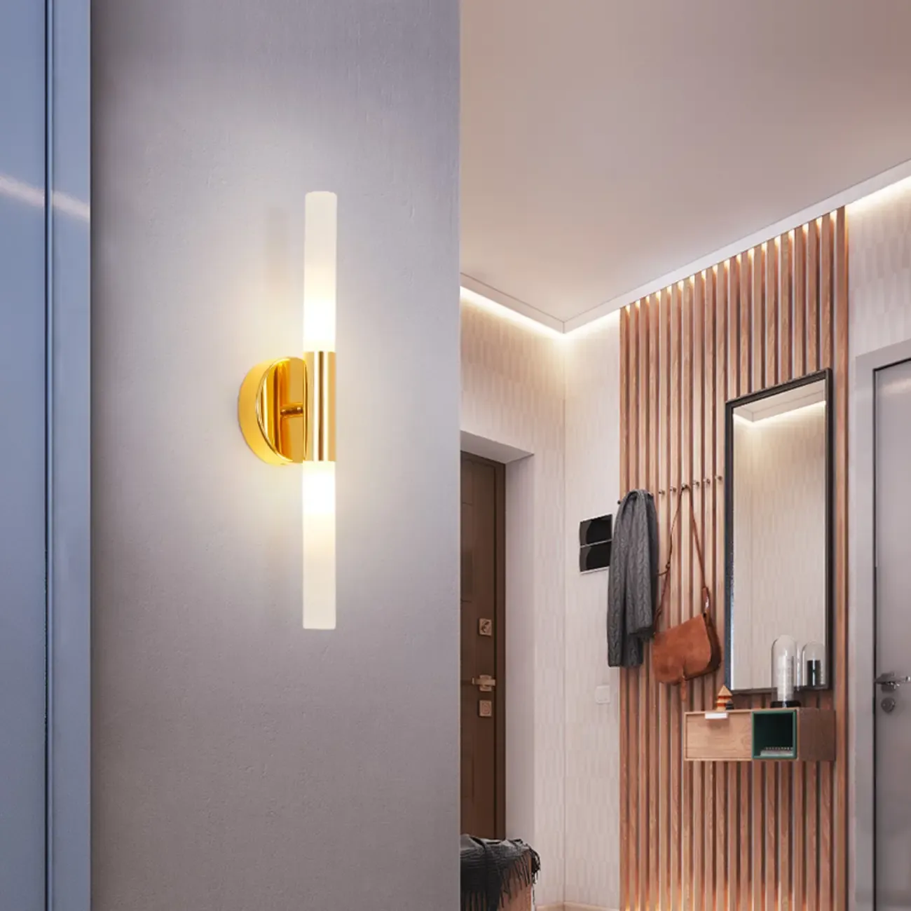Modern Gold Cylinder Vanity Light for Bathroom