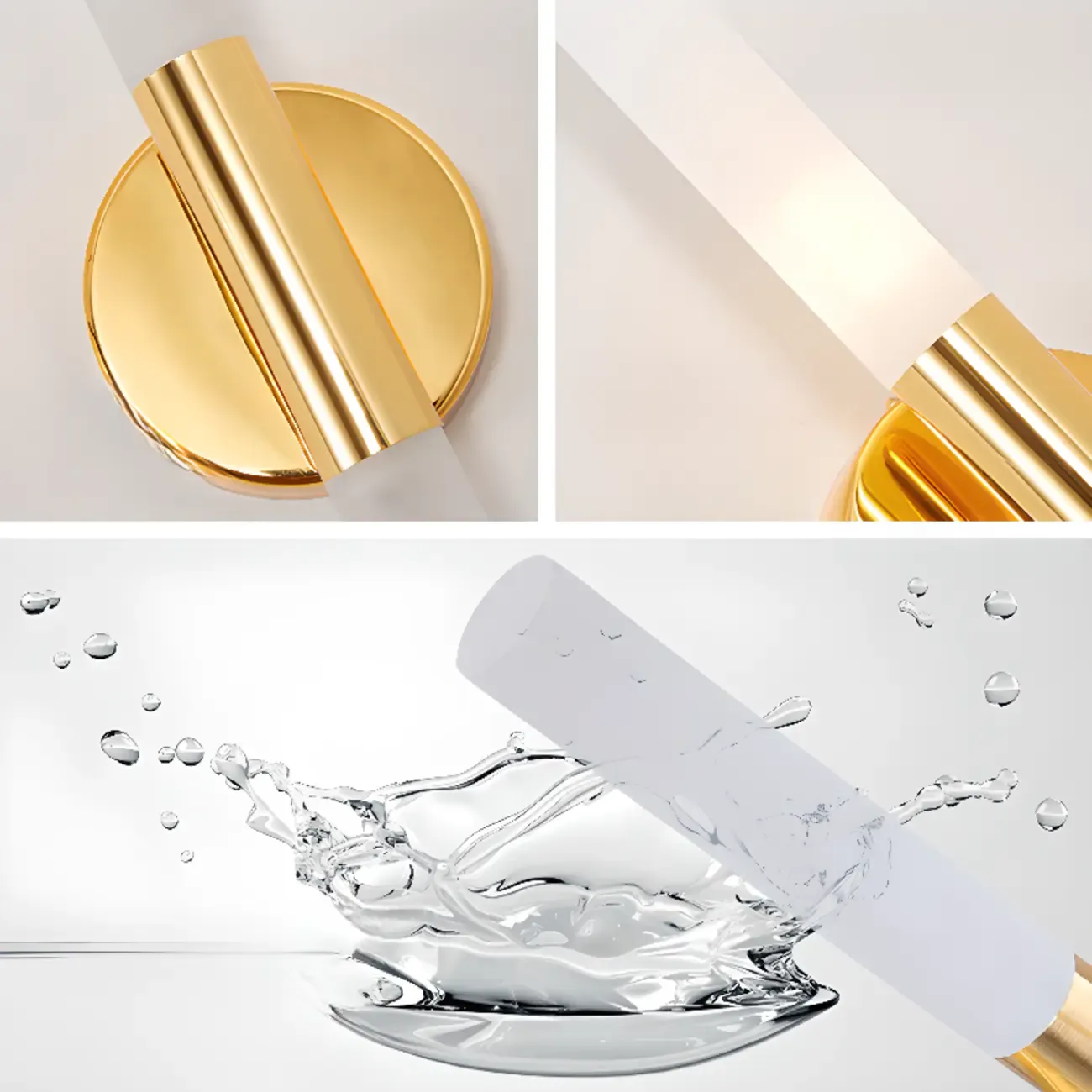 Modern Gold Cylinder Vanity Light for Bathroom