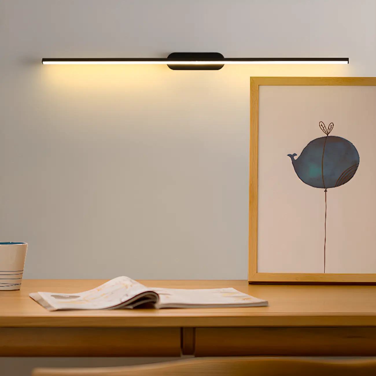 Minimalist Black Slim Stright Metal LED Vanity Light | homeyfad