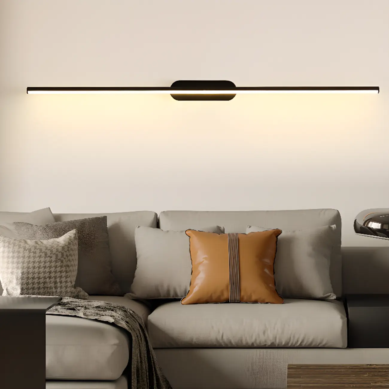 Minimalist Black Slim Stright Metal LED Vanity Light | homeyfad