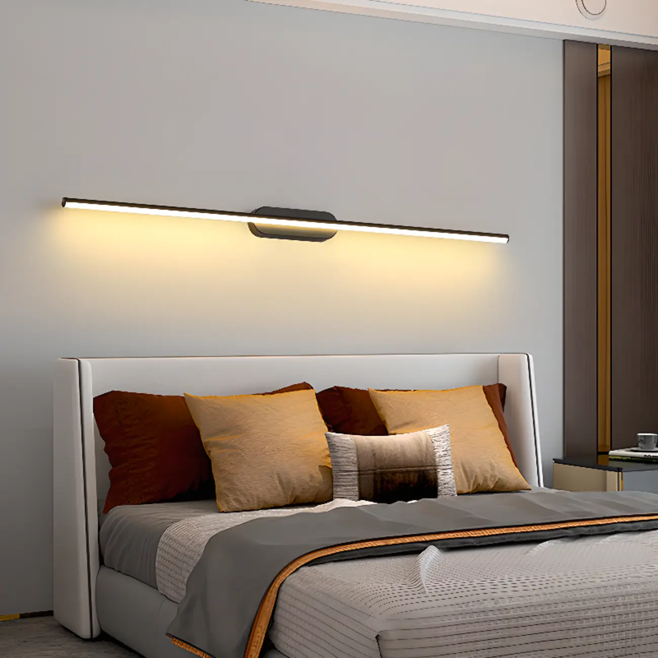 Minimalist Black Slim Stright Metal LED Vanity Light | homeyfad