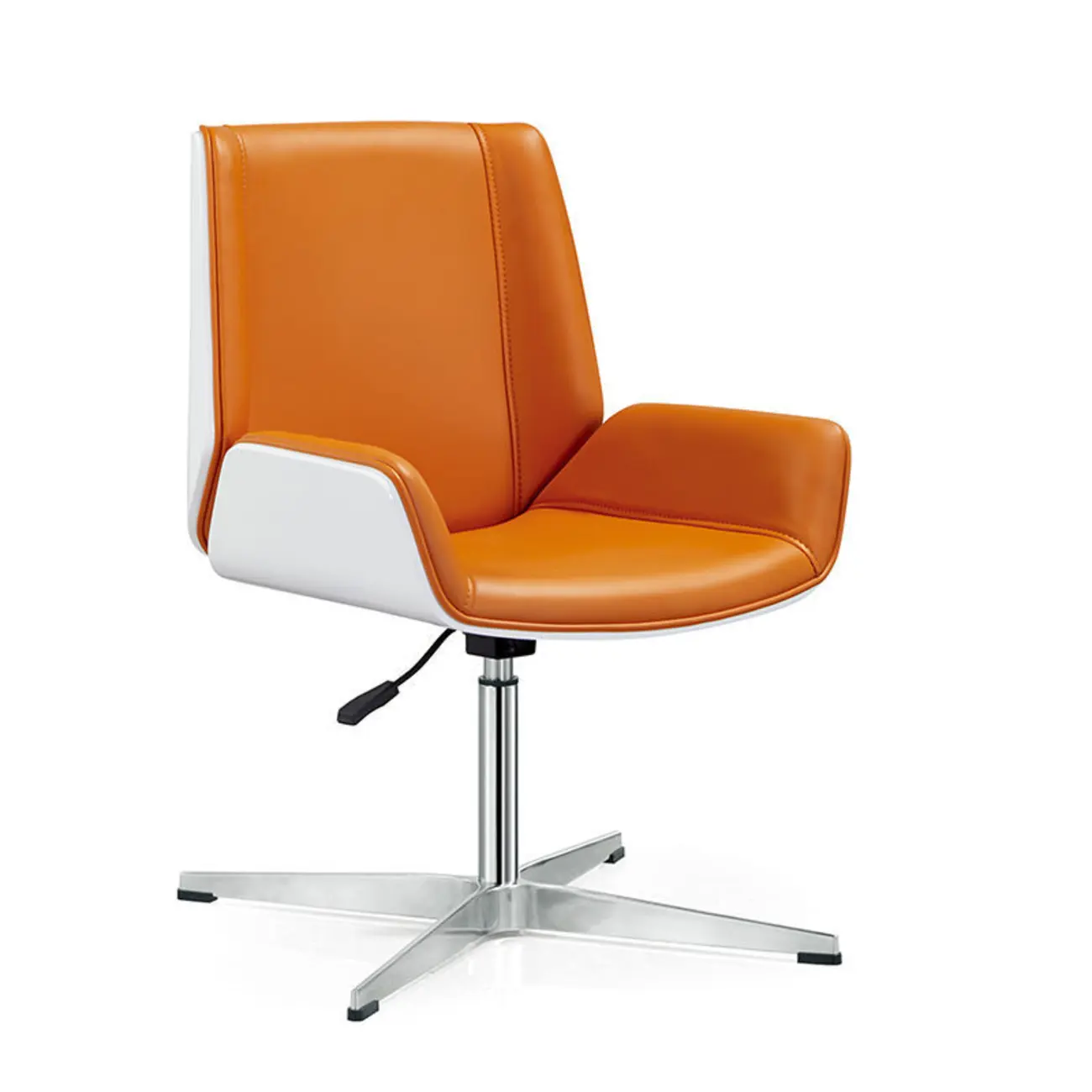 Modern Black Leather Upholstered Swivel Office Chair Image - 8 | homeyfad