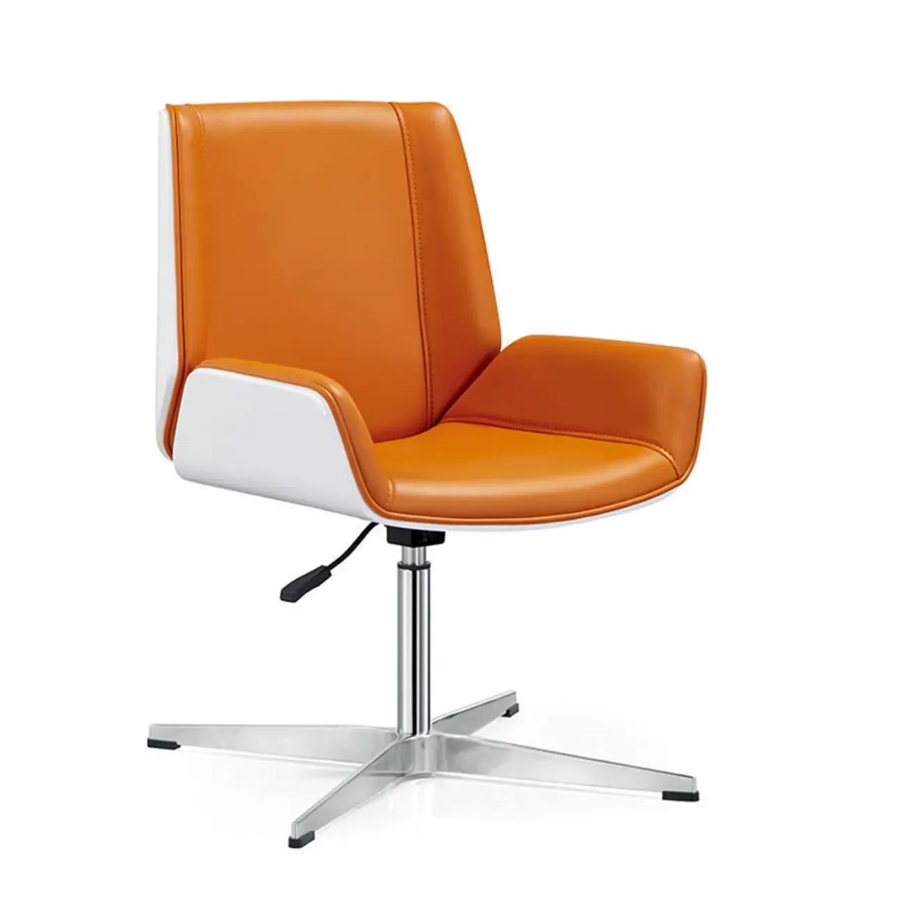 Modern Black Leather Upholstered Swivel Office Chair Image - 8