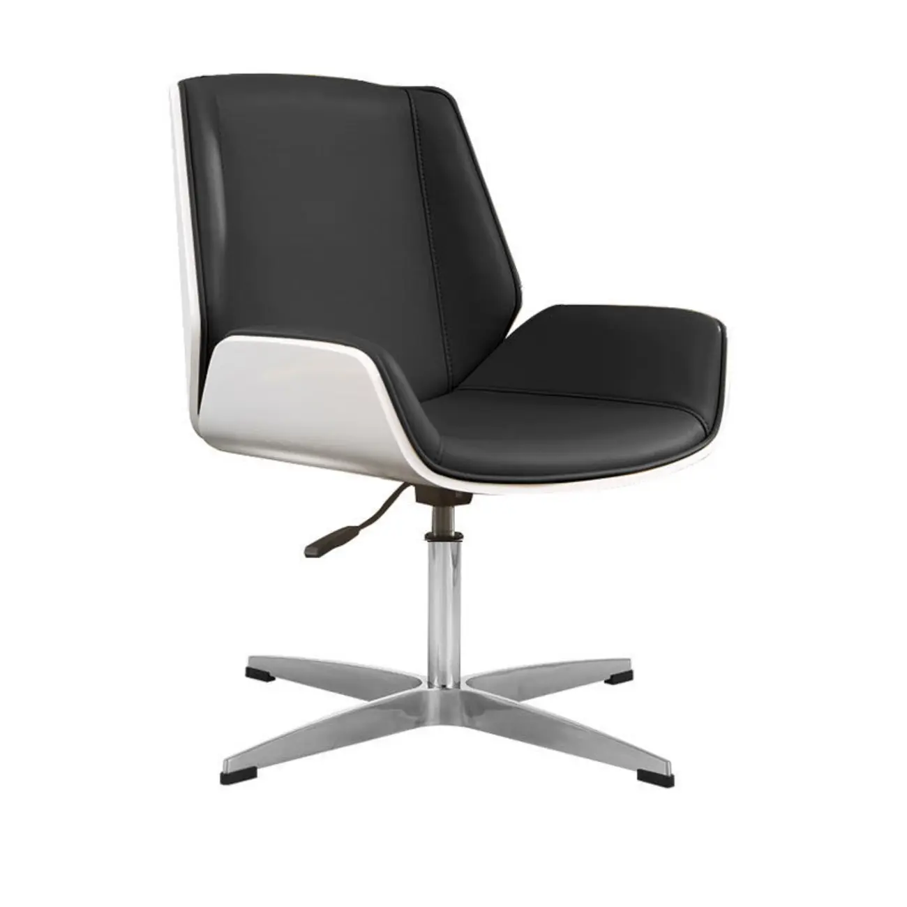 Modern Black Leather Upholstered Swivel Office Chair Image - 9 | homeyfad