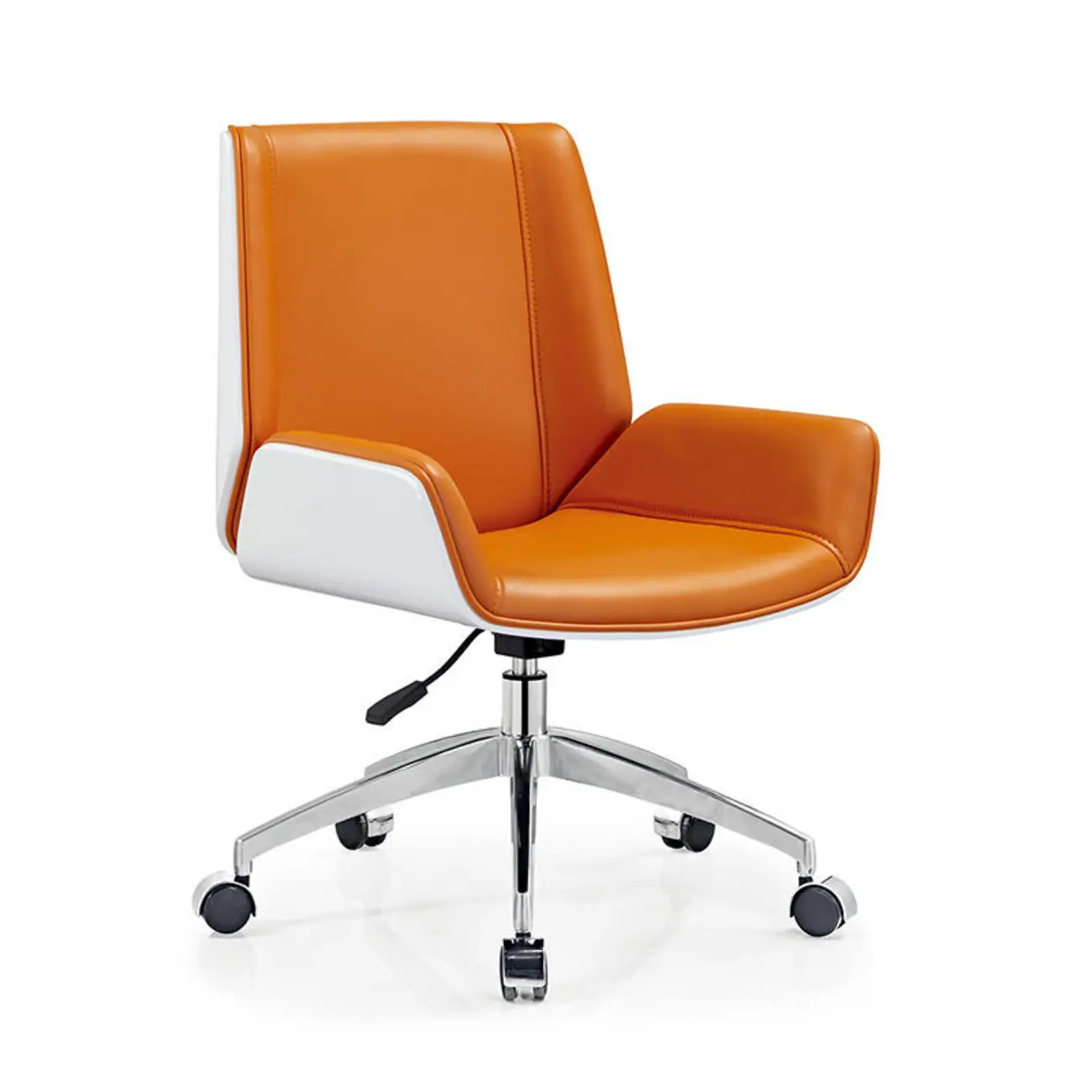 Modern Black Leather Upholstered Swivel Office Chair Image - 10 | homeyfad