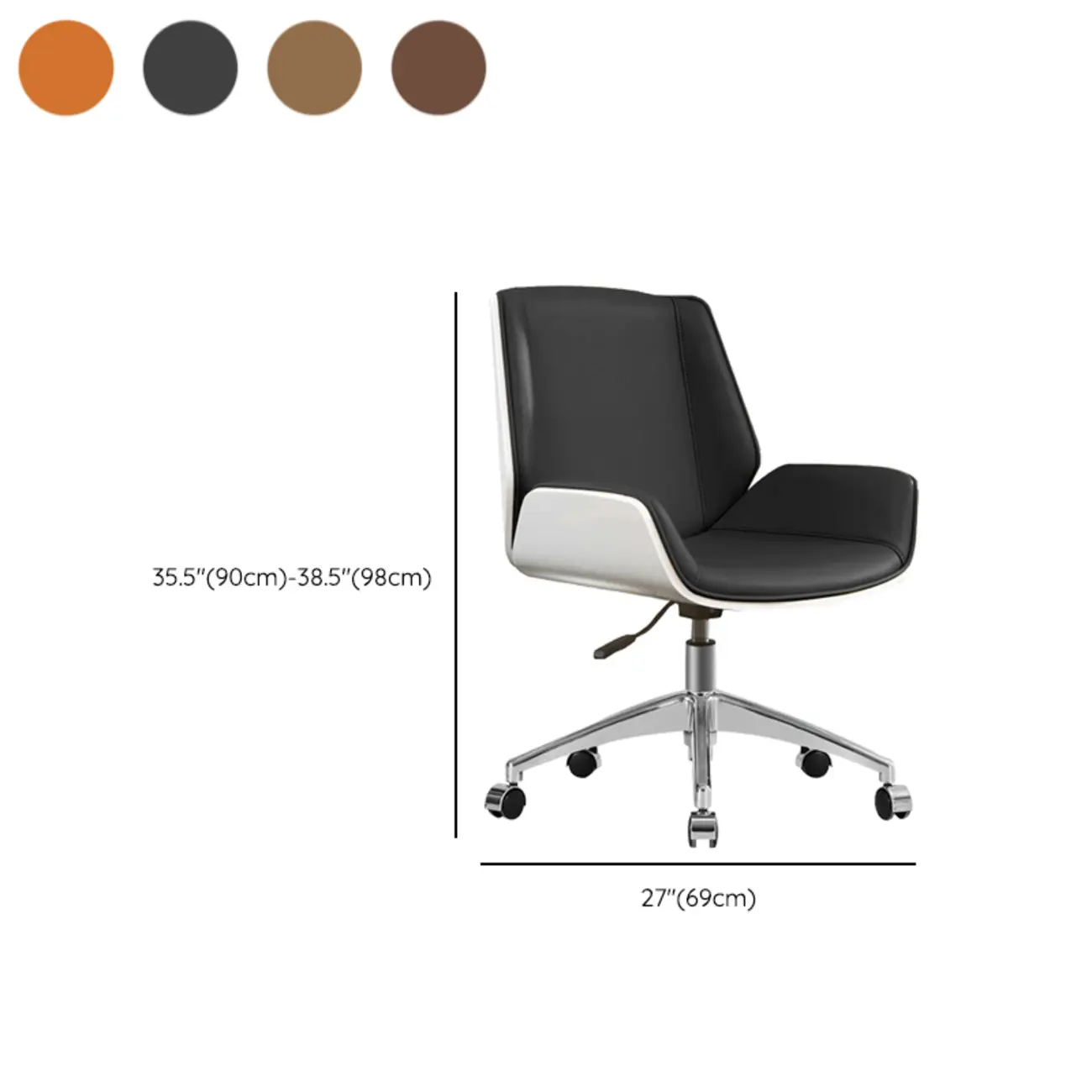 Modern Black Leather Upholstered Swivel Office Chair #size | homeyfad