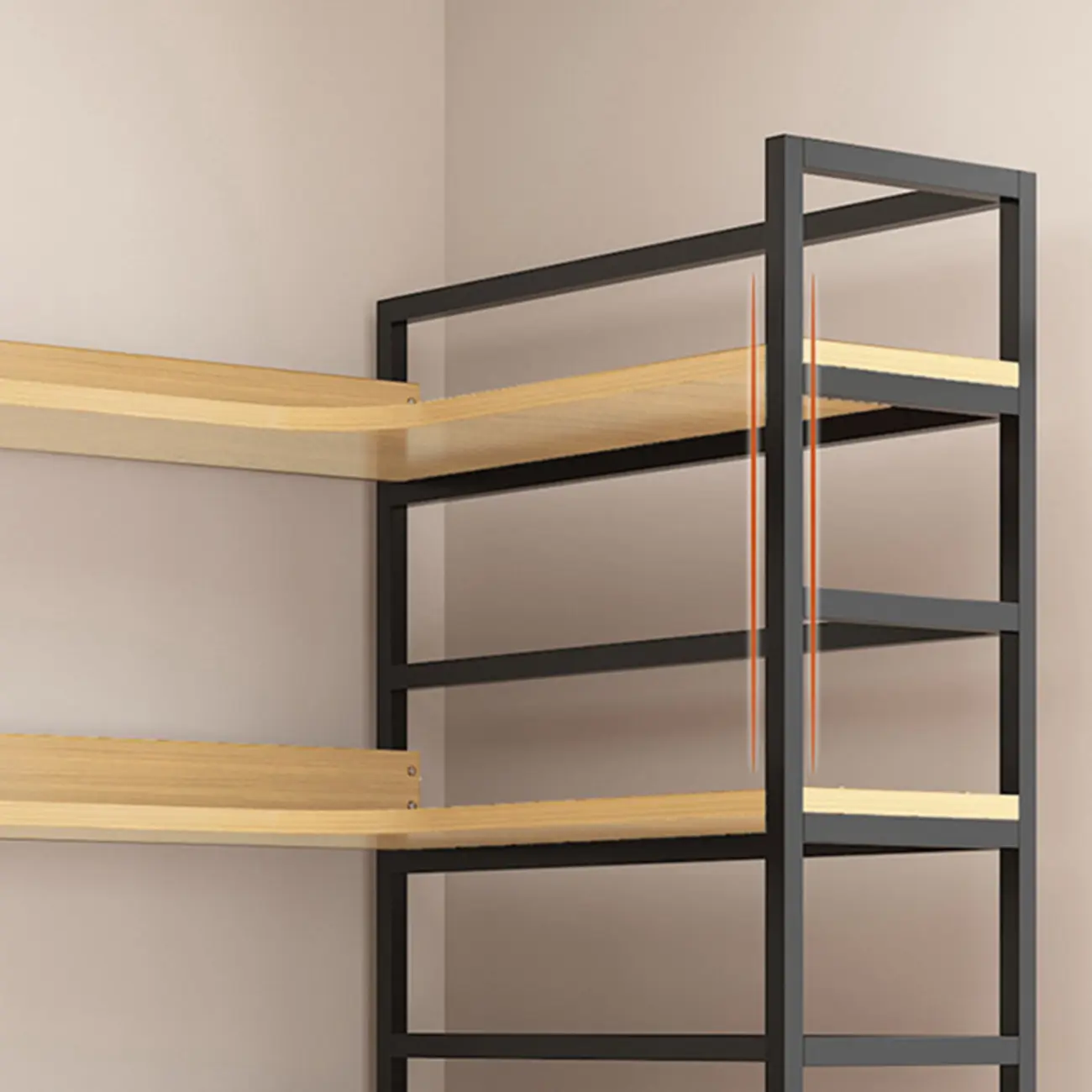 6-Tier Wood and Steel Corner Display Bookshelf Image - 7 | homeyfad