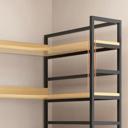 6-Tier Wood and Steel Corner Display Bookshelf Image - 7