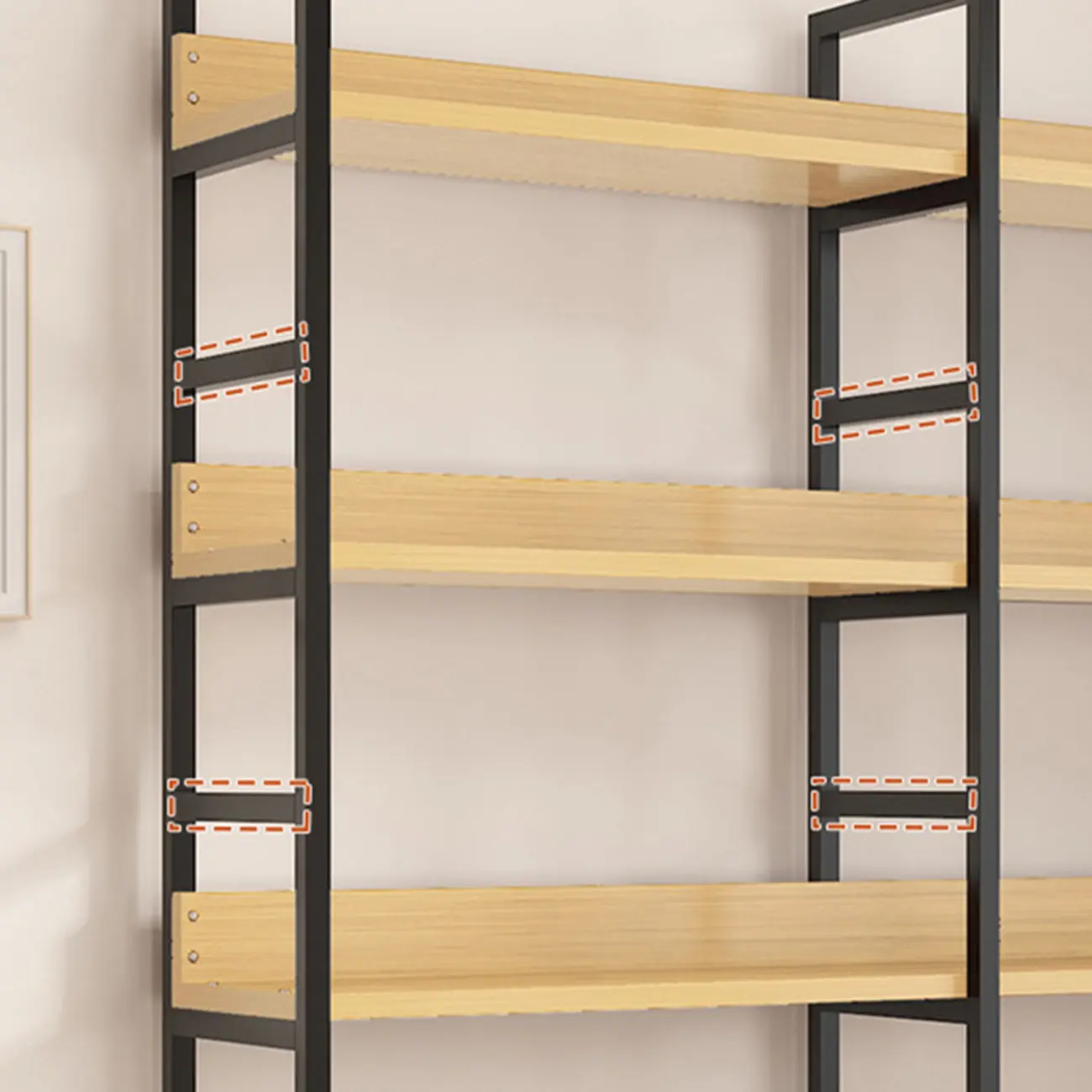 6-Tier Wood and Steel Corner Display Bookshelf Image - 9 | homeyfad