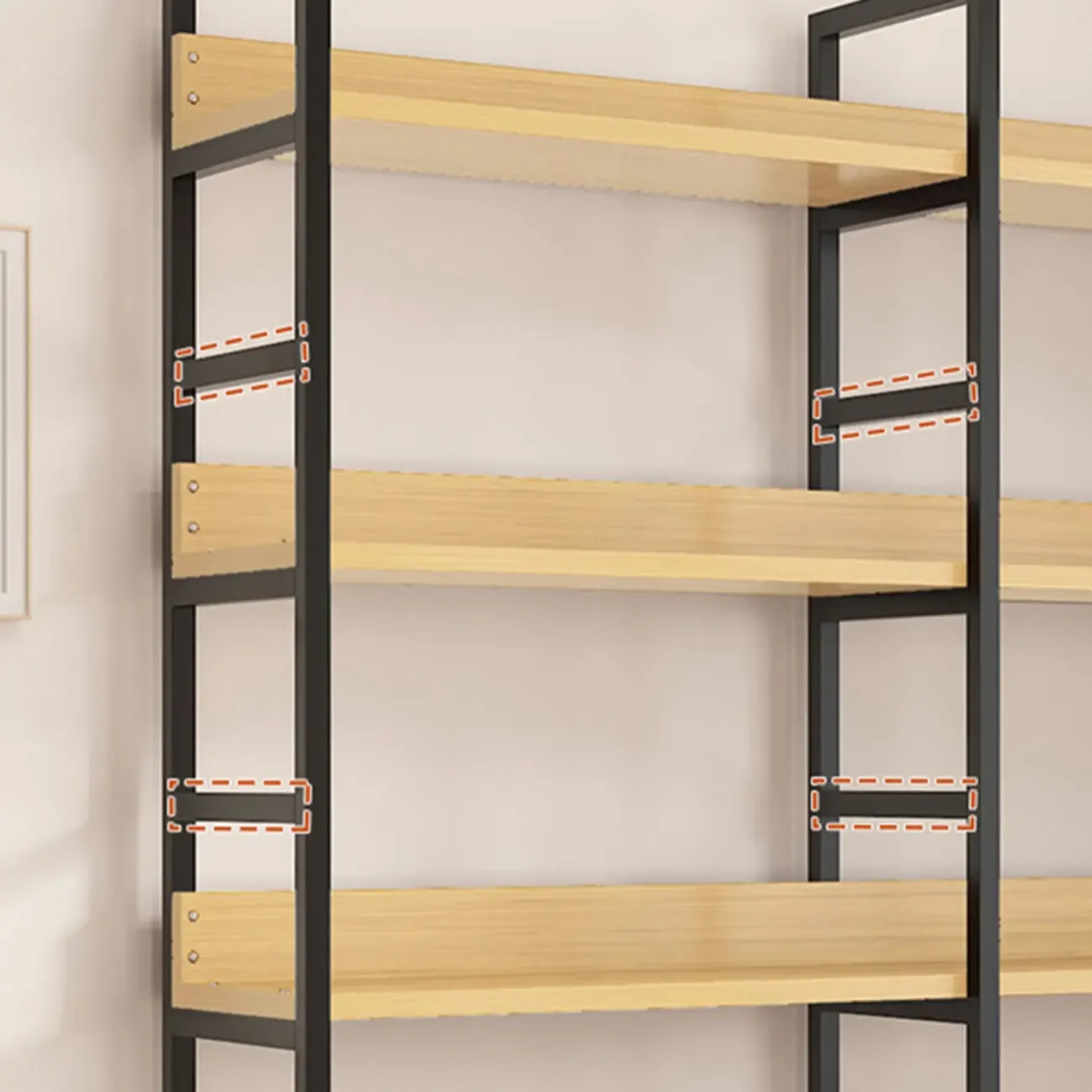 6-Tier Wood and Steel Corner Display Bookshelf Image - 9