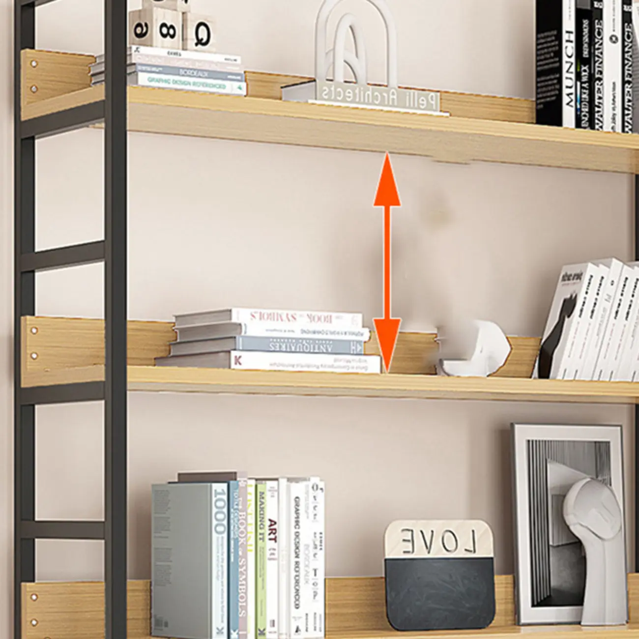 6-Tier Wood and Steel Corner Display Bookshelf Image - 12 | homeyfad