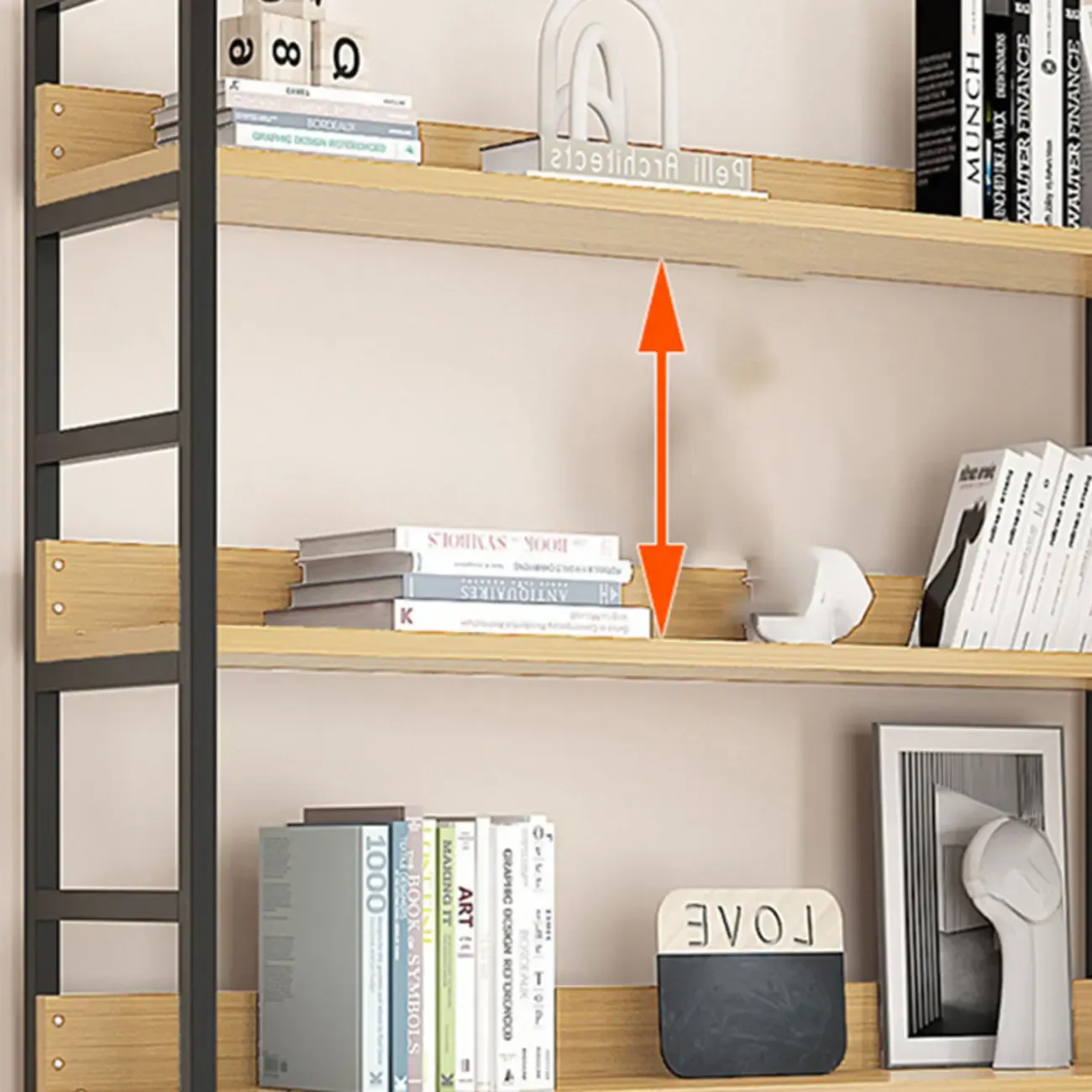 6-Tier Wood and Steel Corner Display Bookshelf Image - 12