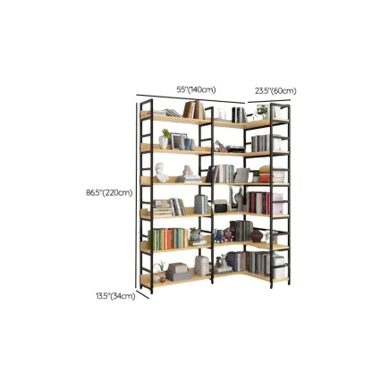 6-Tier Wood and Steel Corner Display Bookshelf Image - 49