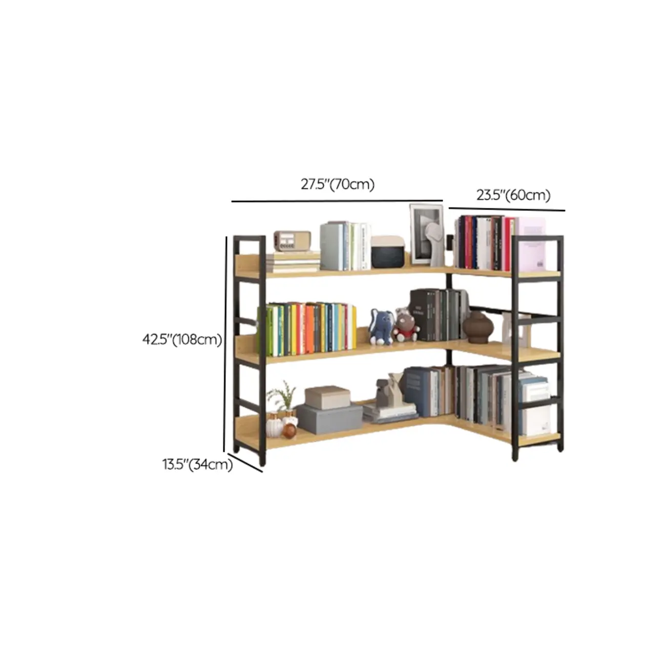 6-Tier Wood and Steel Corner Display Bookshelf Image - 51 | homeyfad