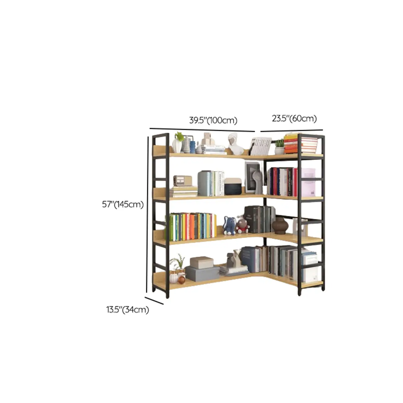 6-Tier Wood and Steel Corner Display Bookshelf Image - 57 | homeyfad