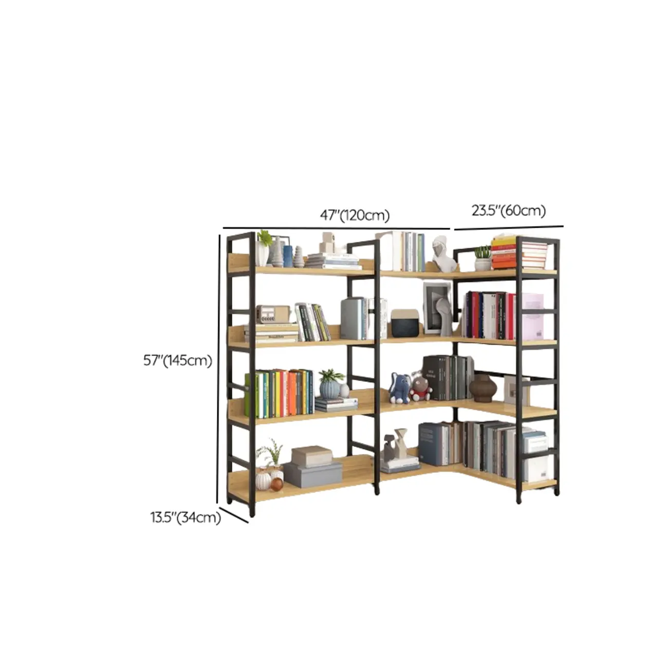 6-Tier Wood and Steel Corner Display Bookshelf Image - 58 | homeyfad
