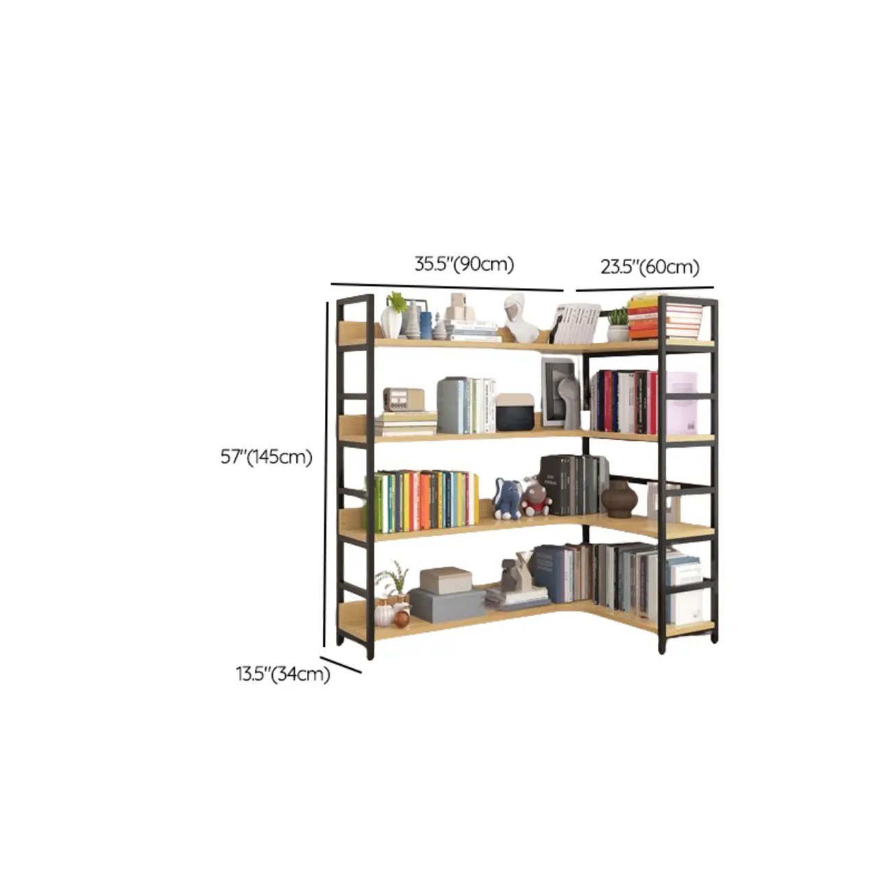 6-Tier Wood and Steel Corner Display Bookshelf Image - 62 | homeyfad