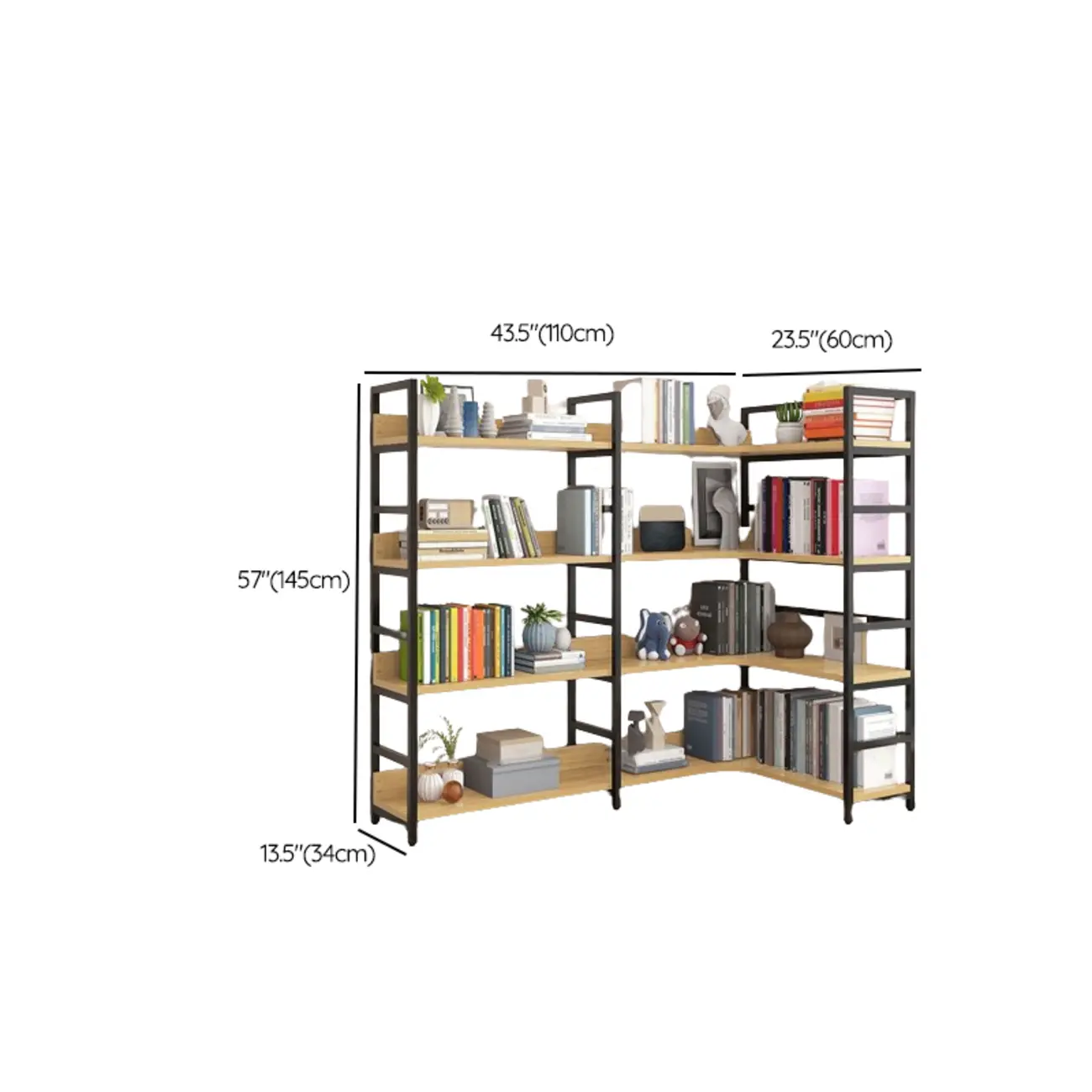 6-Tier Wood and Steel Corner Display Bookshelf Image - 68 | homeyfad