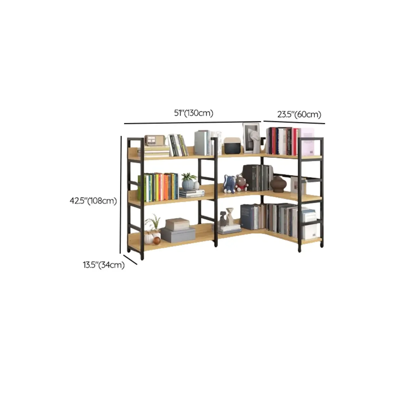 6-Tier Wood and Steel Corner Display Bookshelf Image - 71
