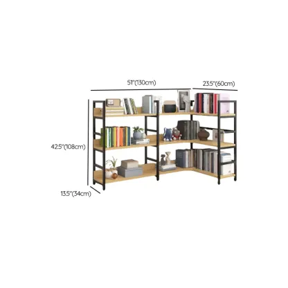 6-Tier Wood and Steel Corner Display Bookshelf Image - 71