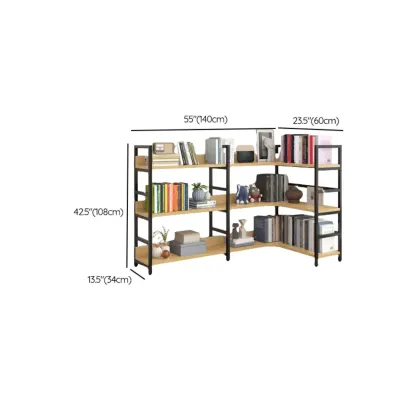 6-Tier Wood and Steel Corner Display Bookshelf Image - 72
