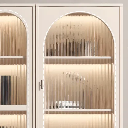 Vertical White Wood Multi-Storage Bookcase with Glass Doors Image - 7