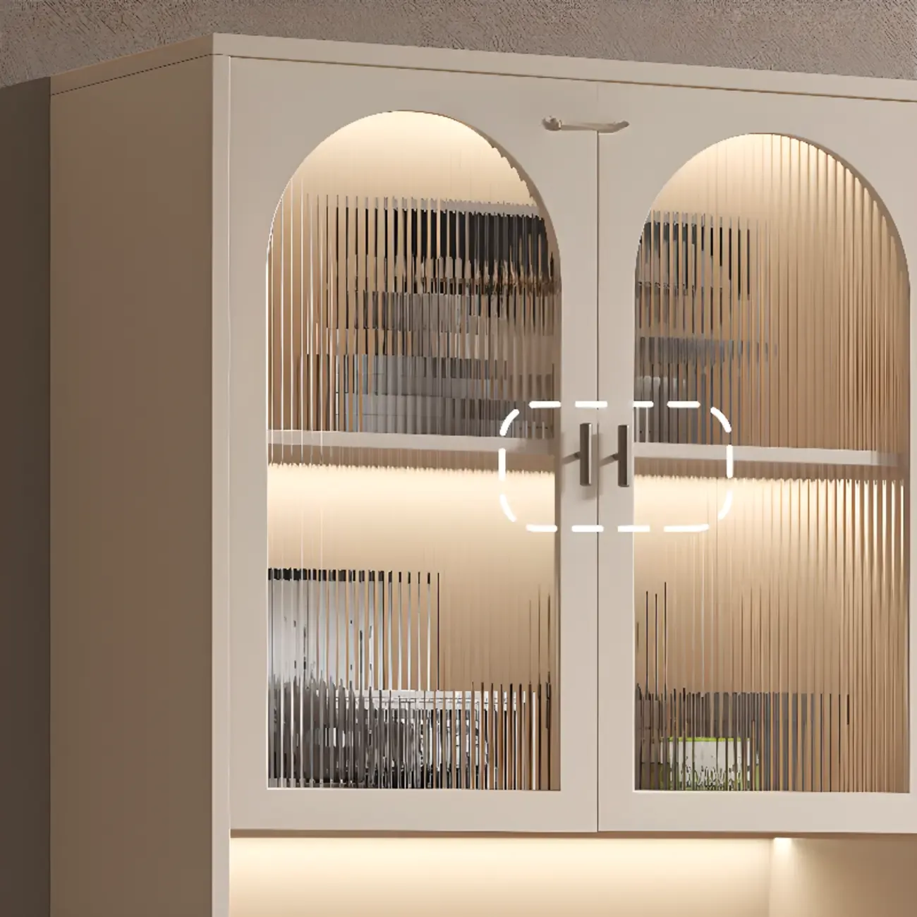 Vertical White Wood Multi-Storage Bookcase with Glass Doors Image - 9