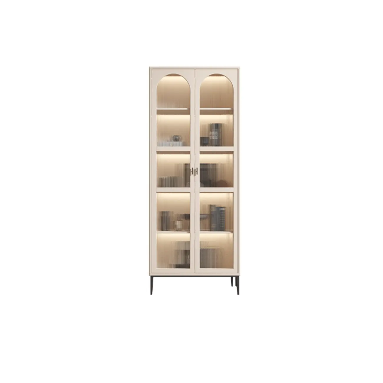 Vertical White Wood Multi-Storage Bookcase with Glass Doors Image - 12 | homeyfad