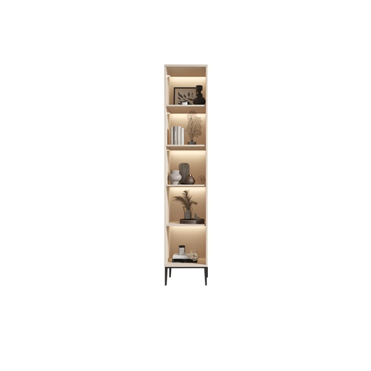 Vertical White Wood Multi-Storage Bookcase with Glass Doors Image - 15 | homeyfad