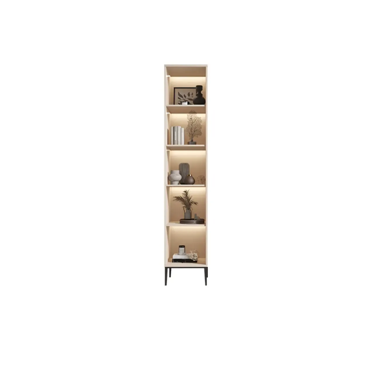 Vertical White Wood Multi-Storage Bookcase with Glass Doors Image - 15