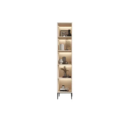 Vertical White Wood Multi-Storage Bookcase with Glass Doors Image - 15