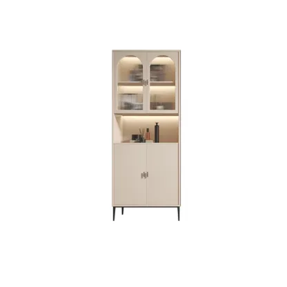 Vertical White Wood Multi-Storage Bookcase with Glass Doors Image - 16
