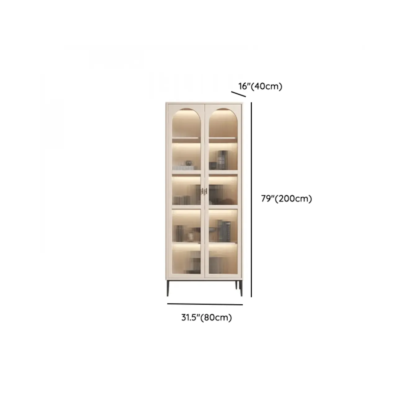 Vertical White Wood Multi-Storage Bookcase with Glass Doors #size | homeyfad