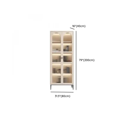 Vertical White Wood Multi-Storage Bookcase with Glass Doors #size