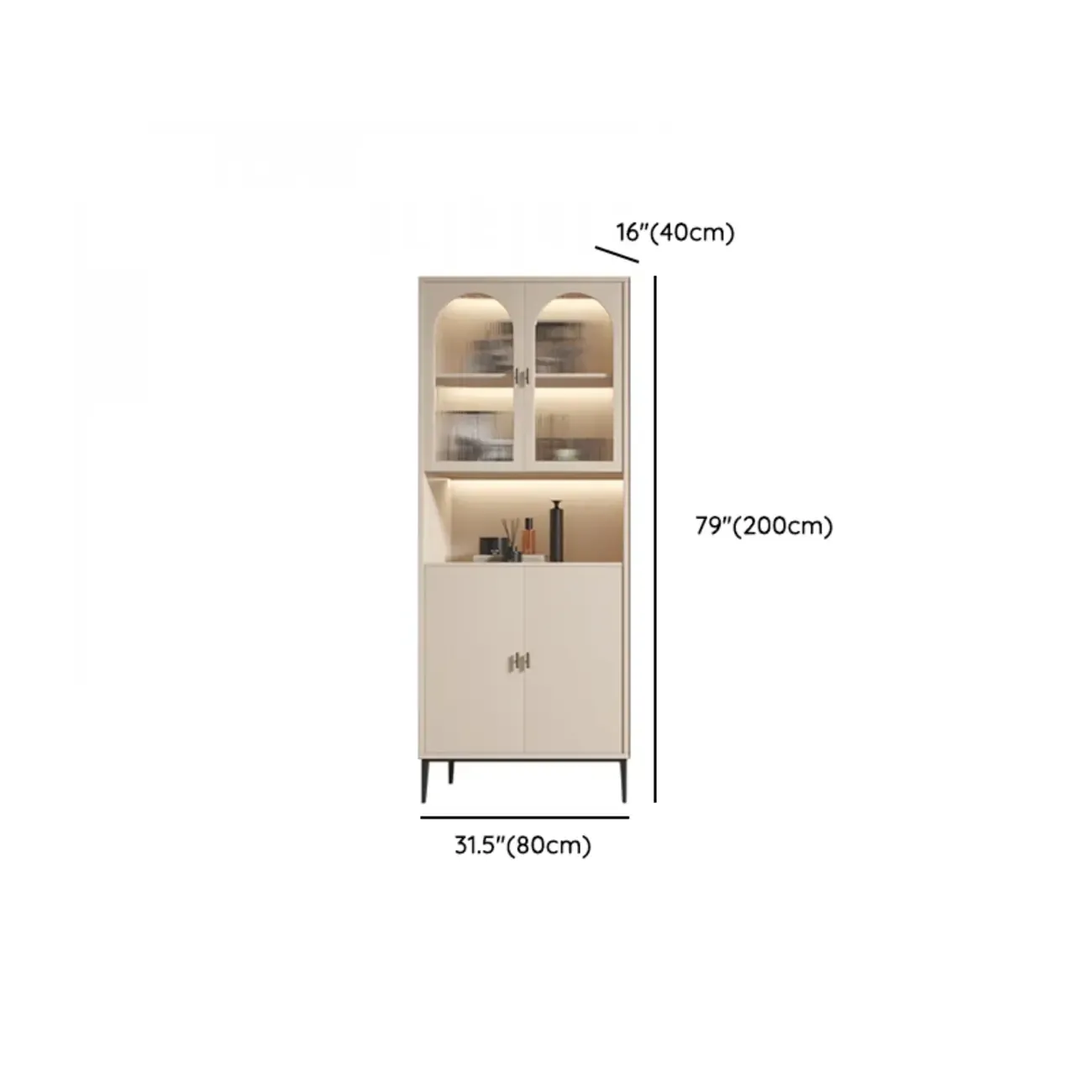 Vertical White Wood Multi-Storage Bookcase with Glass Doors Image - 18